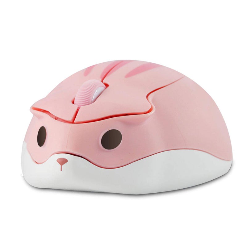 CHUYI Cute Animal Hamster Shape Wireless Silent Mouse Cartoon Mini Portable Travel Mute 1200DPI Novelty Optical Unique Small Cordless Quiet Mice for Computer Laptop PC for Kids Gift (1 Pack-Pink) - Image 1